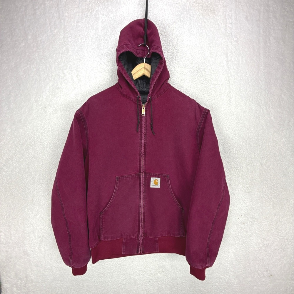 Carhartt Active Jacket Nylon Lined Mens Large JQ281 Ruby Maroon